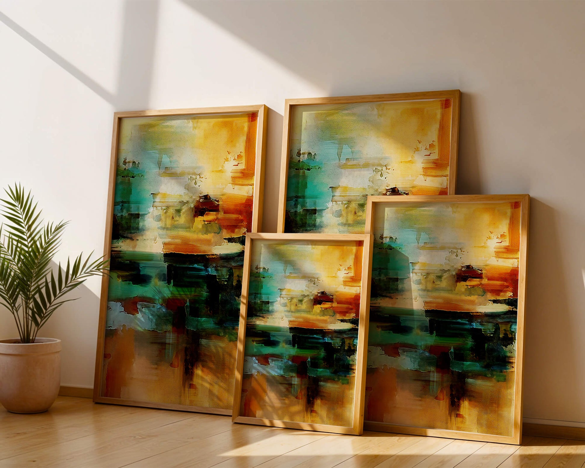 Abstract Landscape with Vivid Colors and Dynamic Brushstrokes