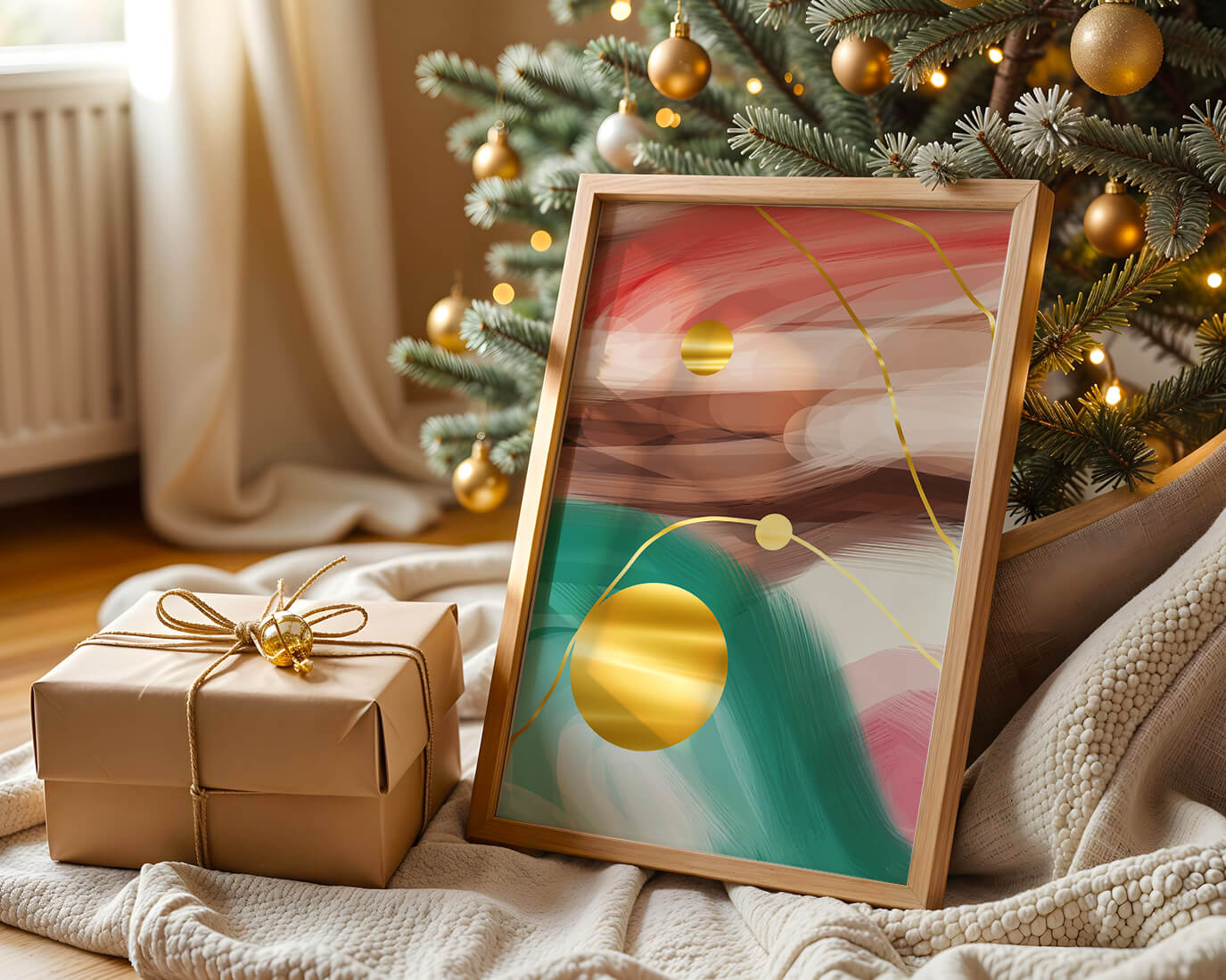 Abstract Expressionism with Gold Accents and Earthy Tones