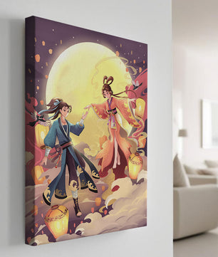 Scène de fantaisie élégante au clair de lune avec tenue traditionnelle