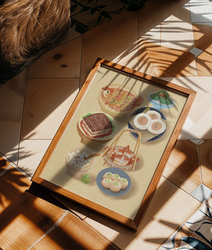 Illustration colorée de la cuisine chinoise avec divers plats