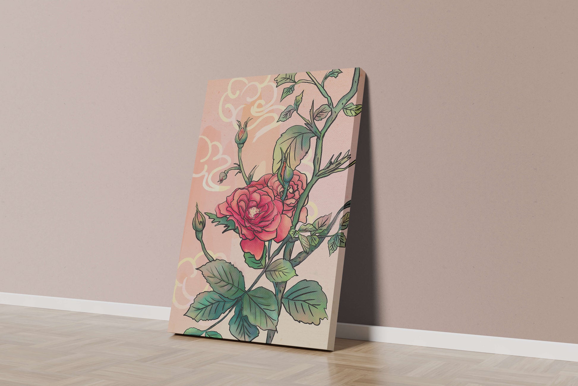Ilustración Elegante de Rosa con Fondo Pastel Suave