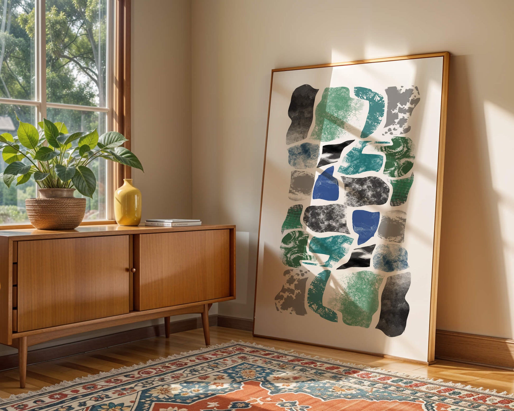 Abstraktes Muster mit bunten strukturierten Formen in modernem Design