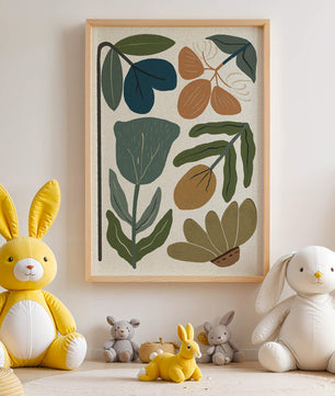 Botanical illustration with earthy and muted colors