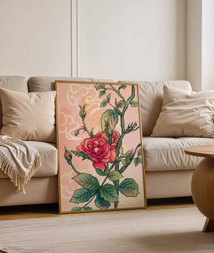Ilustración Elegante de Rosa con Fondo Pastel Suave