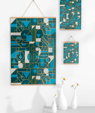 Design abstrait géométrique avec des accents dorés