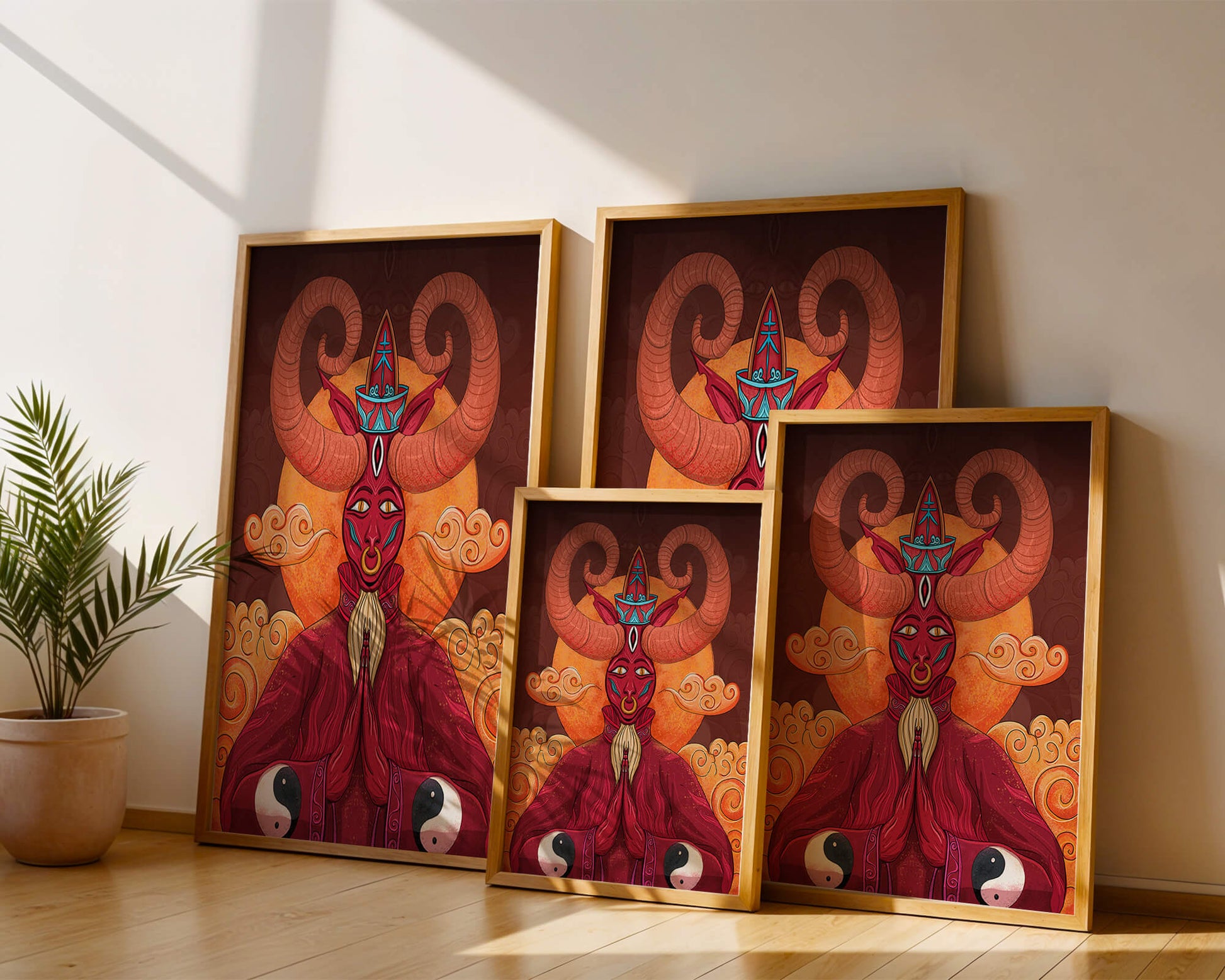 Mythical creature artwork with intricate patterns and symbolism