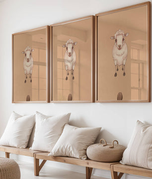 Illustration of an adorable sheep on a textured background