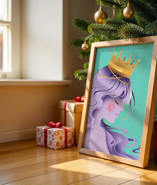 Elegant Purple-Haired Princess with Gold Crown - Mi tienda