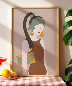 Femme élégante avec accessoires à la mode dans un style art moderne