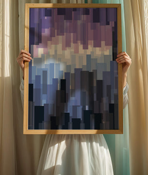 Abstrakter pixeliger Farbverlauf mit Blau- und Lilatönen