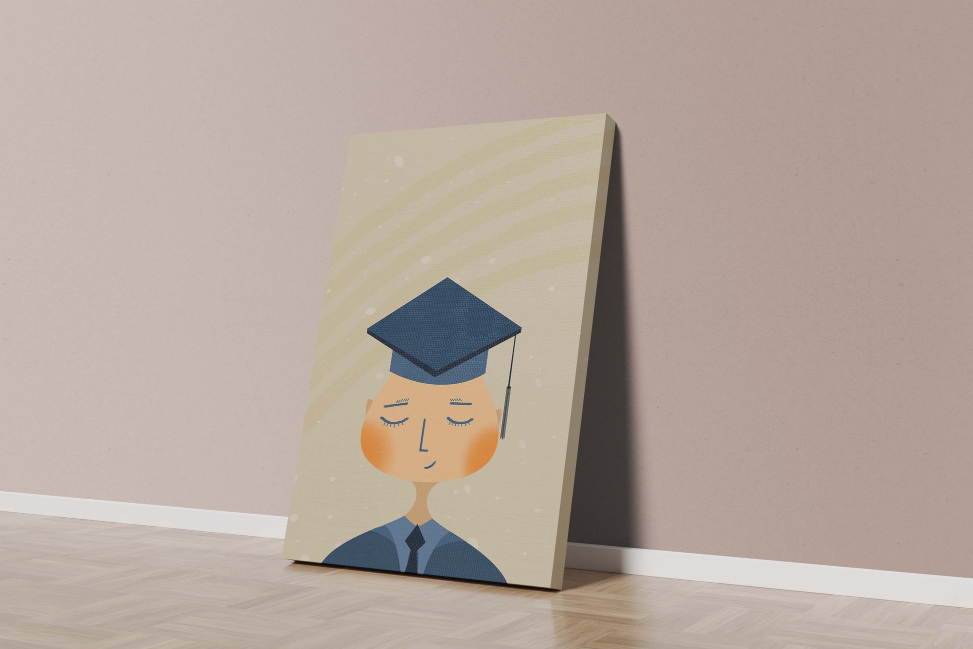 Illustration of a graduate with cap and closed eyes
