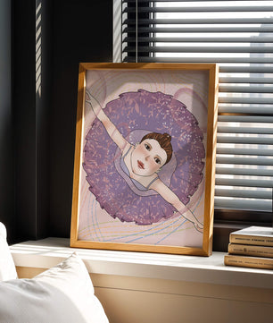 Graceful ballerina in a purple tutu with sparkling details