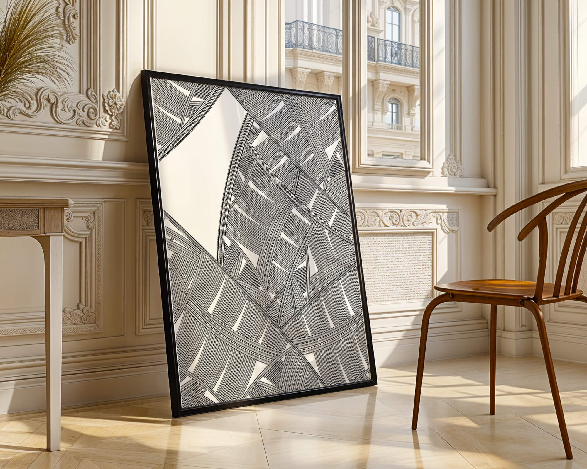 Detailed Abstract Geometric Pattern with Interwoven Stripes - Mi tienda