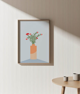 Minimalist Vase with Red Flowers on Light Background - Mi tienda