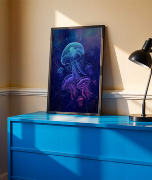 Jellyfish Illuminated in Magical Ocean Scene