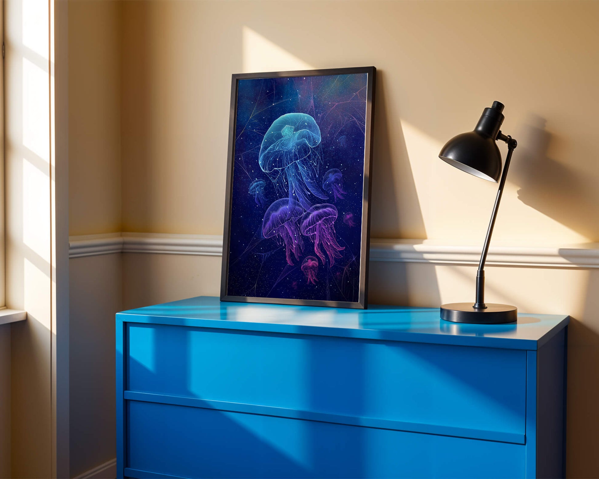 Jellyfish Illuminated in Magical Ocean Scene