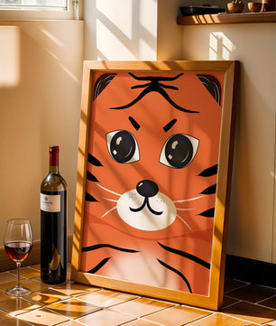 Illustration d’un visage de tigre adorable avec des traits marqués