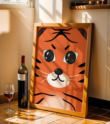Adorable tiger face illustration with bold features
