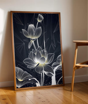 Elegant Abstract Lotus Flowers with Geometric Patterns