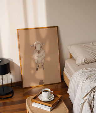Illustration of an adorable sheep on a textured background