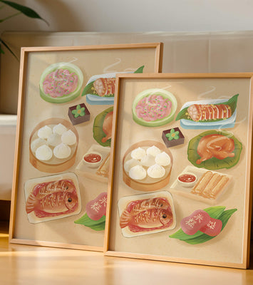 Colorful Representation of Asian Cuisine with Various Dishes