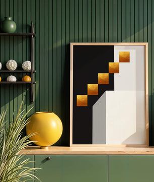 Modern abstract geometric artwork with gold accents - Mi tienda