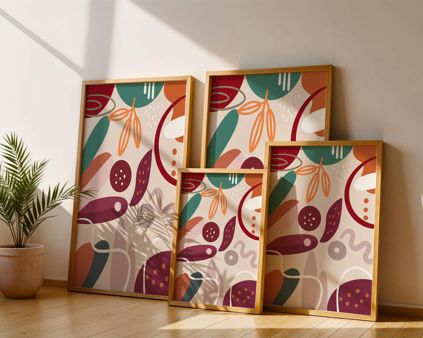 Abstract colorful geometric shapes and patterns