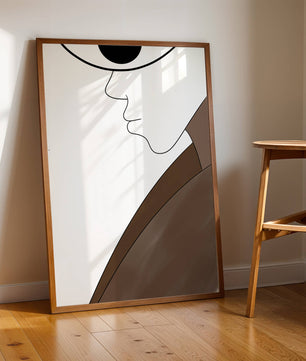 Abstract Portrait with Minimalist Lines and Brown Tones - Mi tienda
