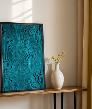 Abstract Wavy Blue Pattern with Black Lines - Mi tienda