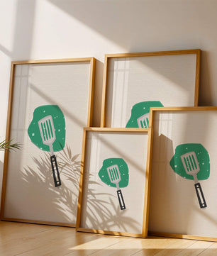 Spatula Artwork with Green Abstract Background - Mi tienda