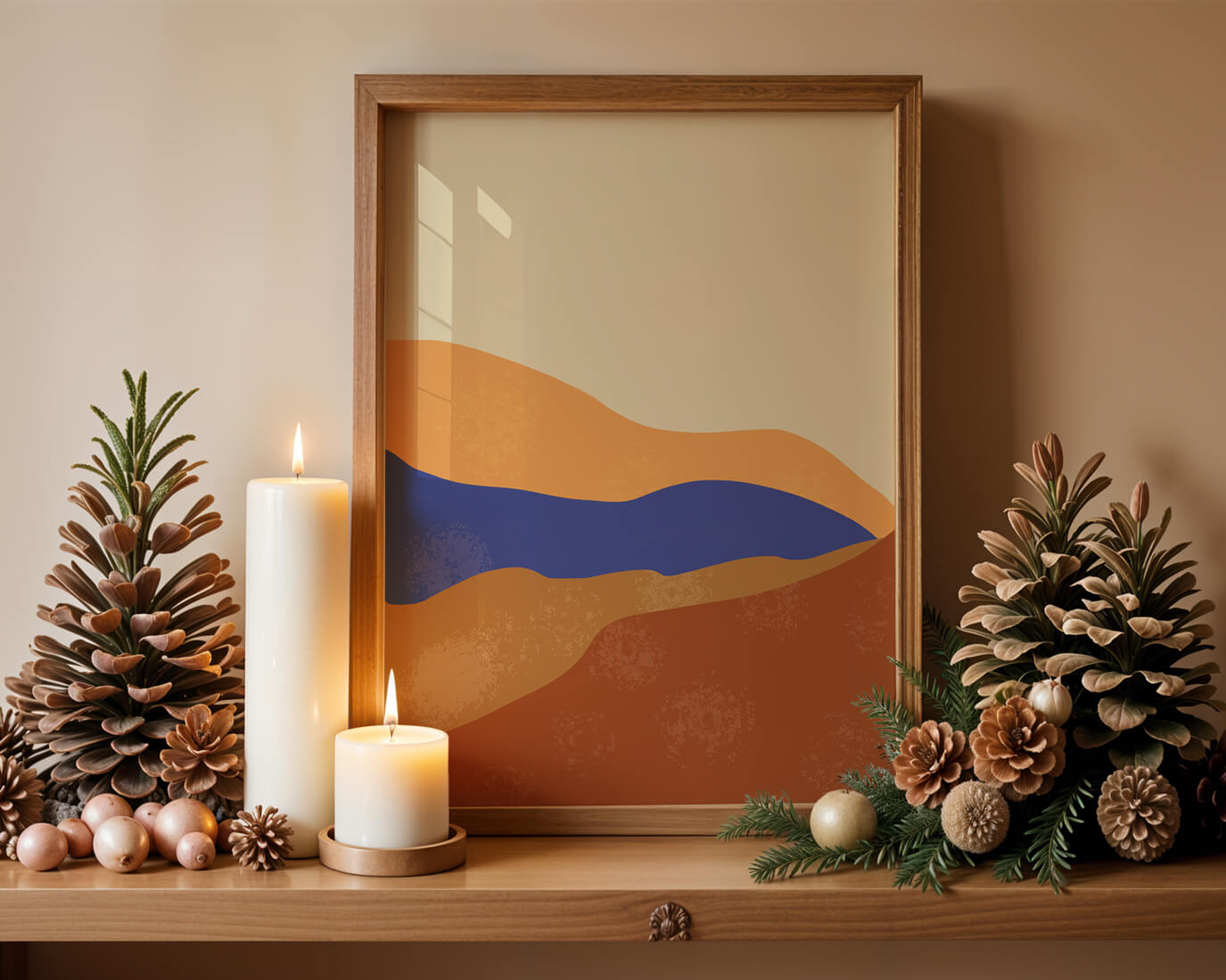 Paisaje abstracto con olas coloridas y bordes audaces