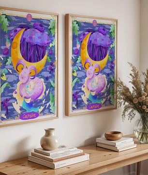 Colorful Capricorn zodiac illustration with fantasy elements