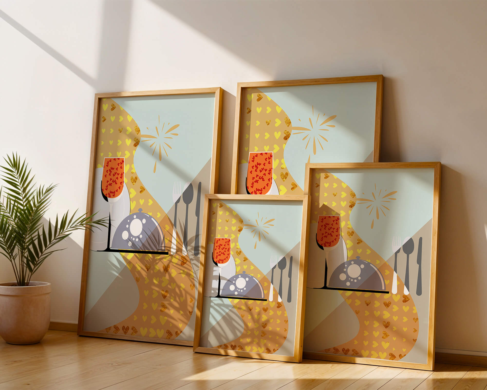 Elegant Dining Setting with Red Wine Glass and Gold Accents - Mi tienda