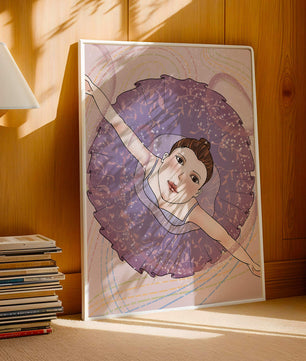 Graceful ballerina in a purple tutu with sparkling details
