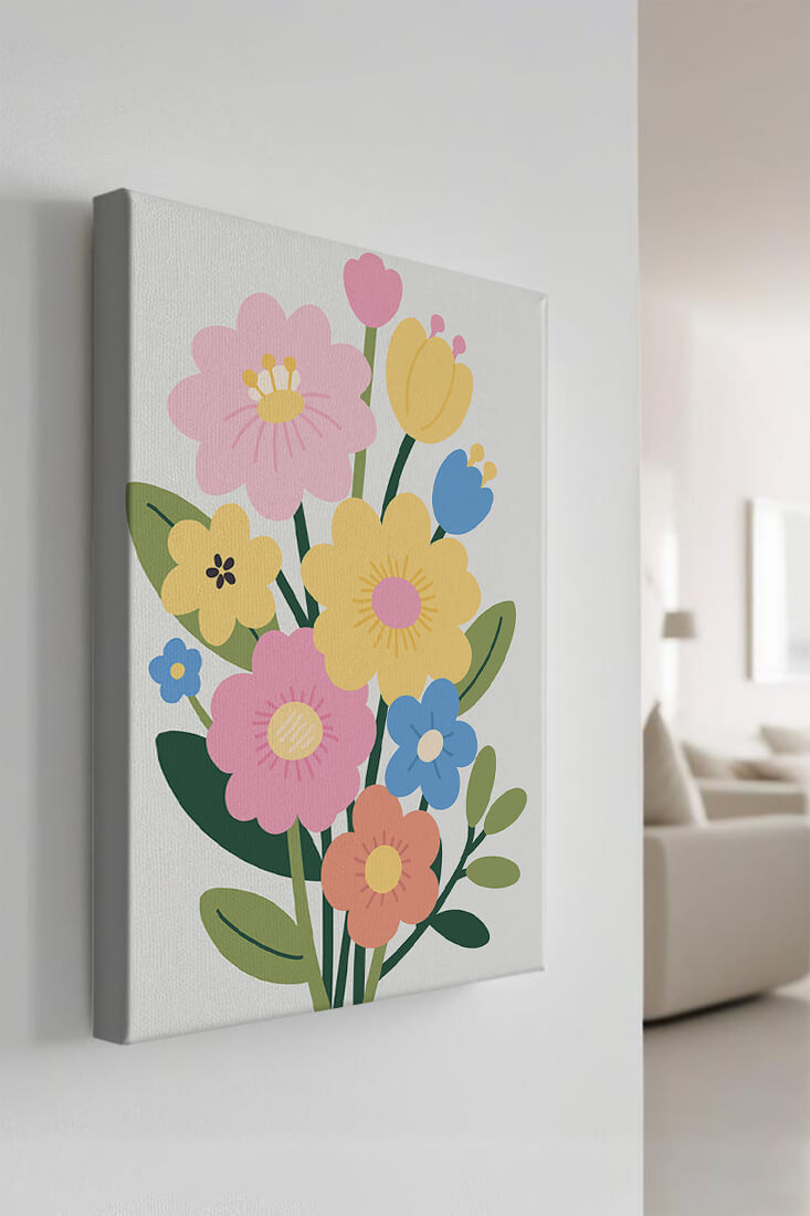 Ramo ilustrado de flores coloridas