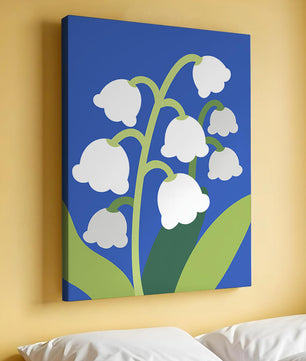 Abstract Lily of the Valley Illustration on Blue Background