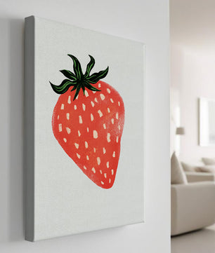 Illustrative design of a vibrant red strawberry with green leaves
