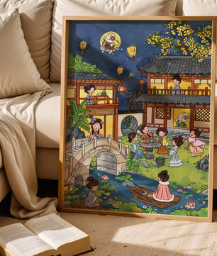 Traditional Chinese Celebration with Lanterns and River
