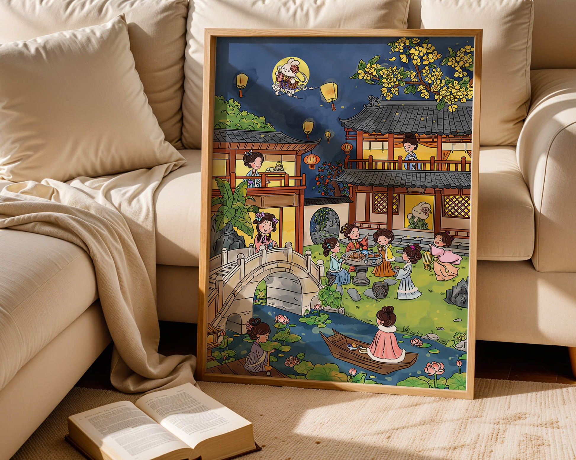 Traditional Chinese Celebration with Lanterns and River