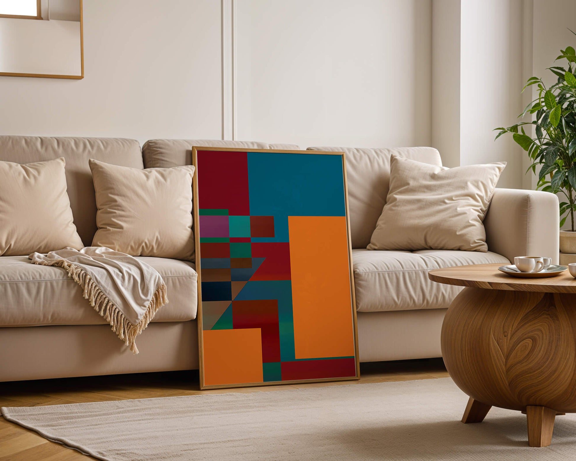 Colorful geometric abstract design with bold blocks and tones