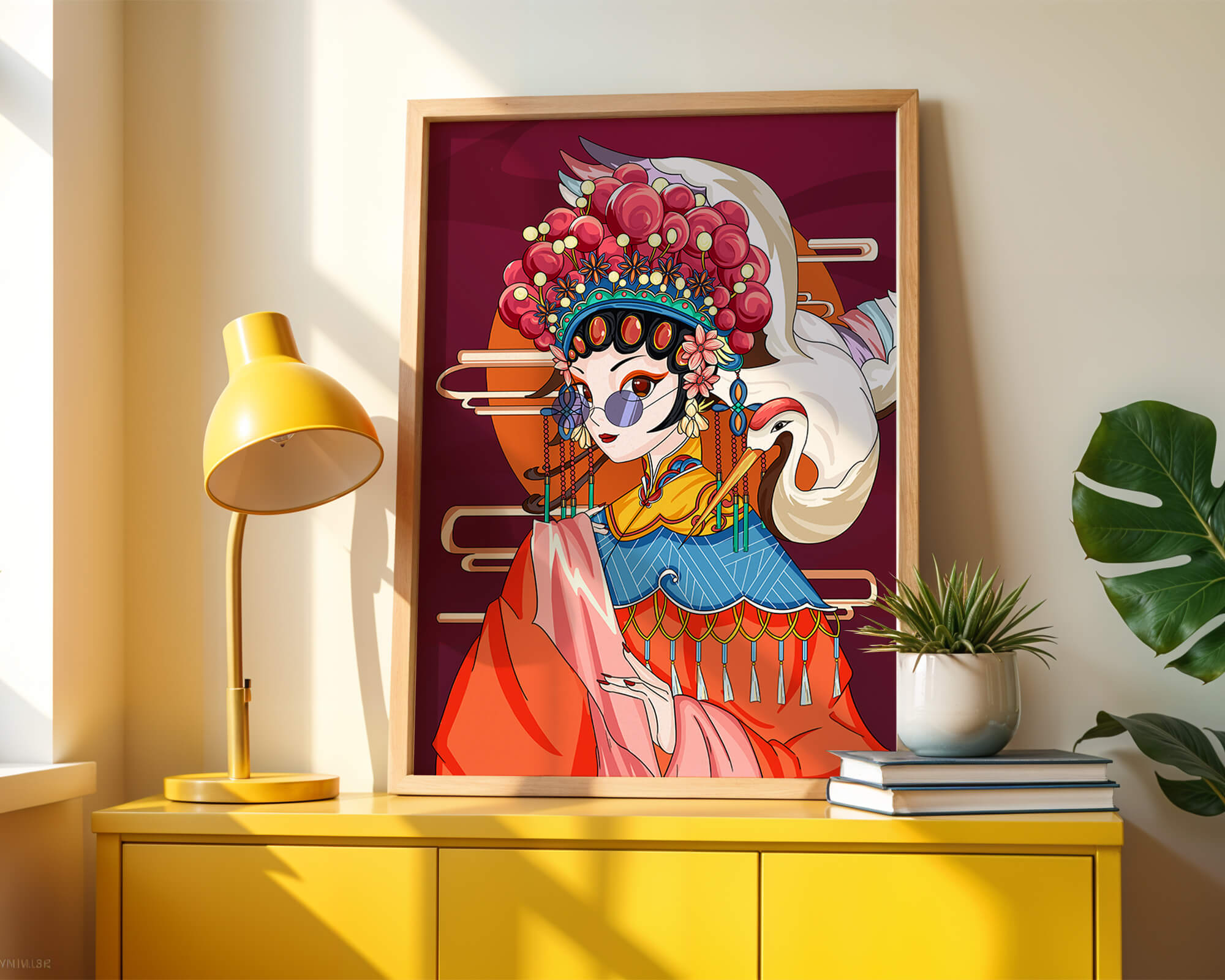 Elegant Chinese opera character illustration with vibrant colors