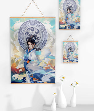 Elegantly Dressed Woman with Traditional Chinese Backdrop