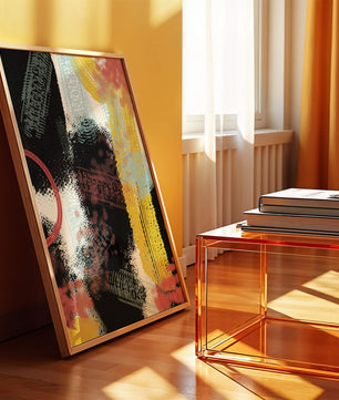 Abstract brush stroke art with vibrant colors on textured background