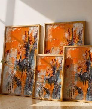 Arte abstracto texturizado en naranja y gris