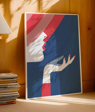 Elegant Woman with Red Hat and Stylized Hand - Mi tienda