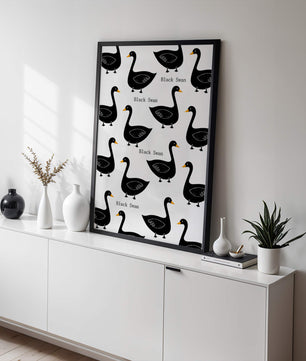Seamless bird pattern with minimalist design and bold accents