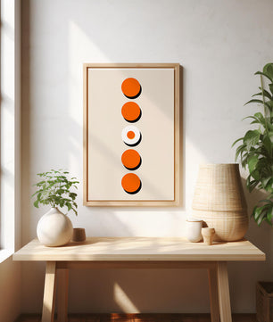 Vertical Arrangement of Orange and White Circles with Shadows on a Light Background - Mi tienda