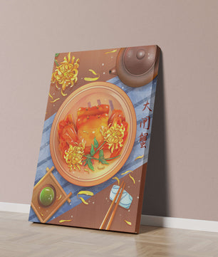 Crab Dish with Chrysanthemum Flowers and Tea Setting - Mi tienda