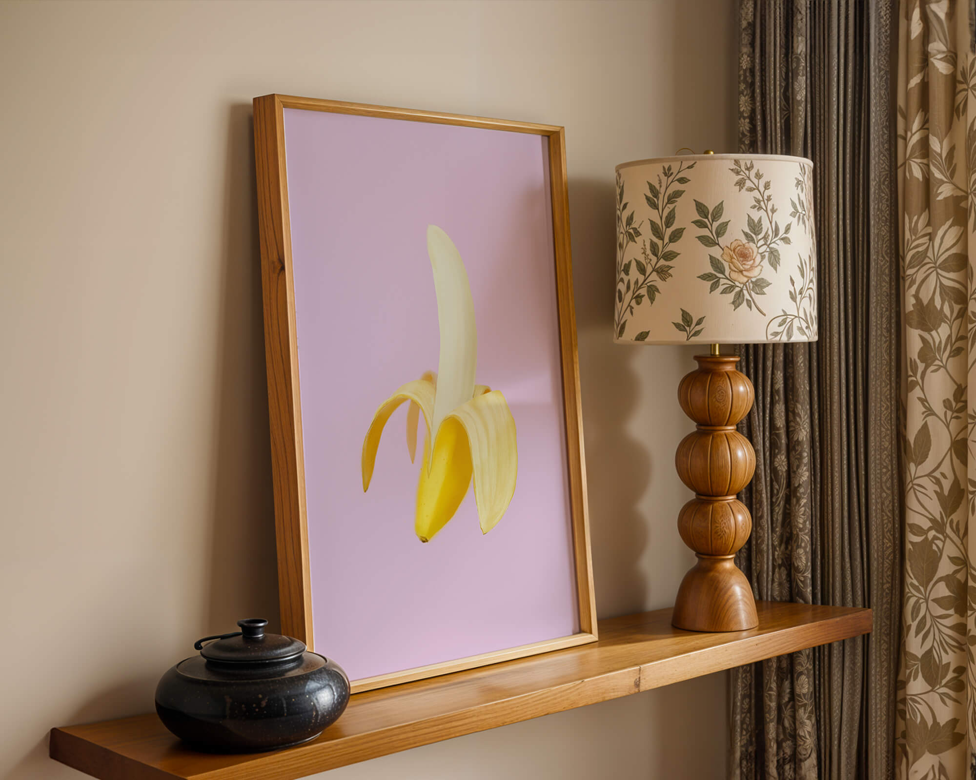 Open banana with purple background for vibrant decoration
