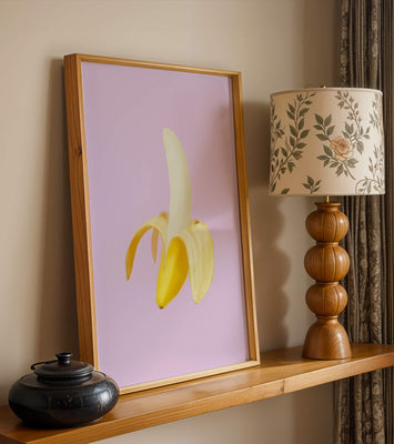 Open banana with purple background for vibrant decoration